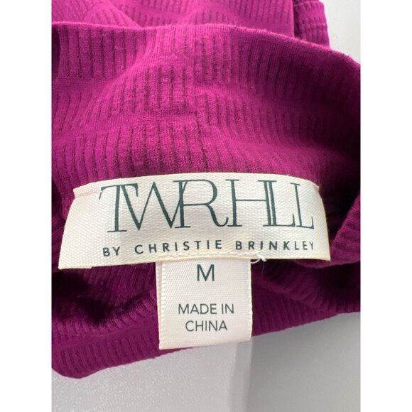 TWRHLL Christie Brinkley Mock Neck Top Size Medium Long Sleeve Purple Cozy Knit - Picture 5 of 6